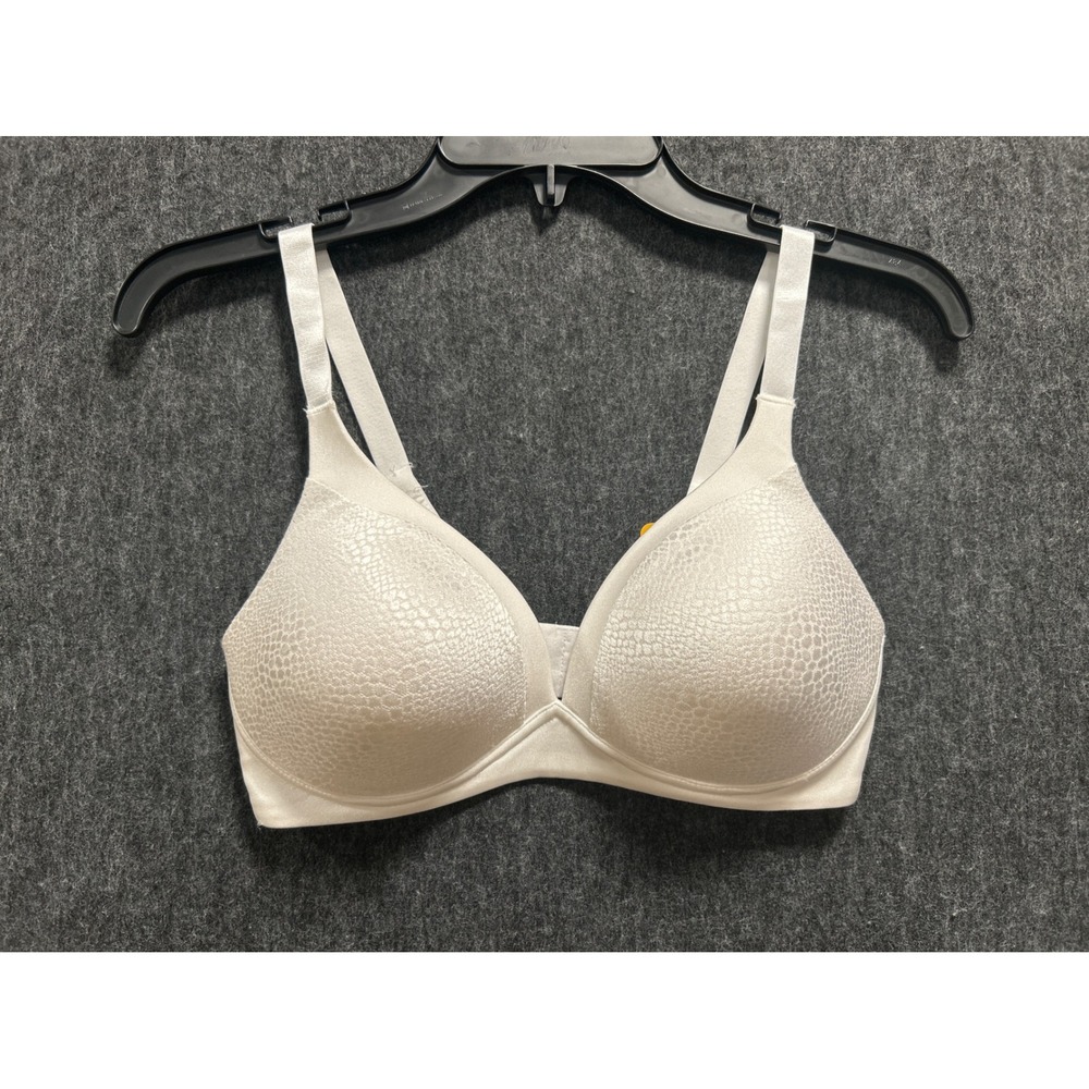 Warners Wireless Lift Bra Womens 34D White New Blissful Benefits W4013 Lace